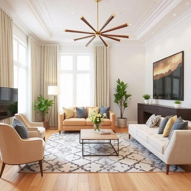 cozy and modern living space with smart furniture arrangement and décor