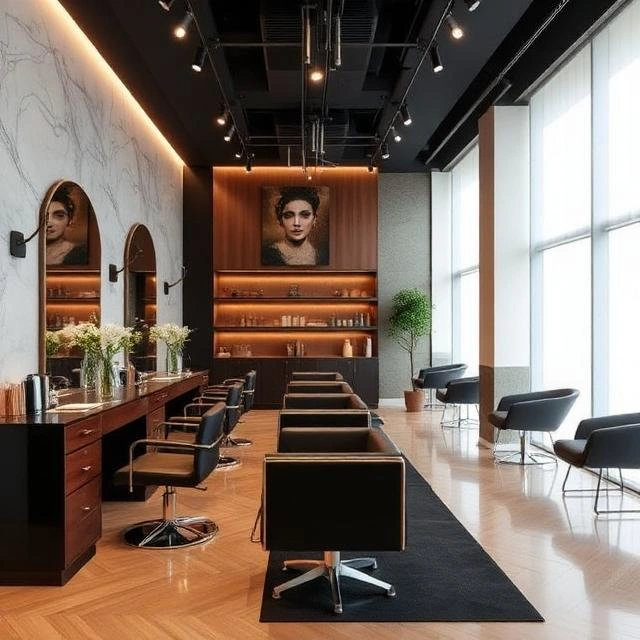 well-designed salon interior with functional workstations and modern styling