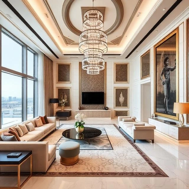 expansive Dubai interior design with high-end décor and sophisticated layout planning