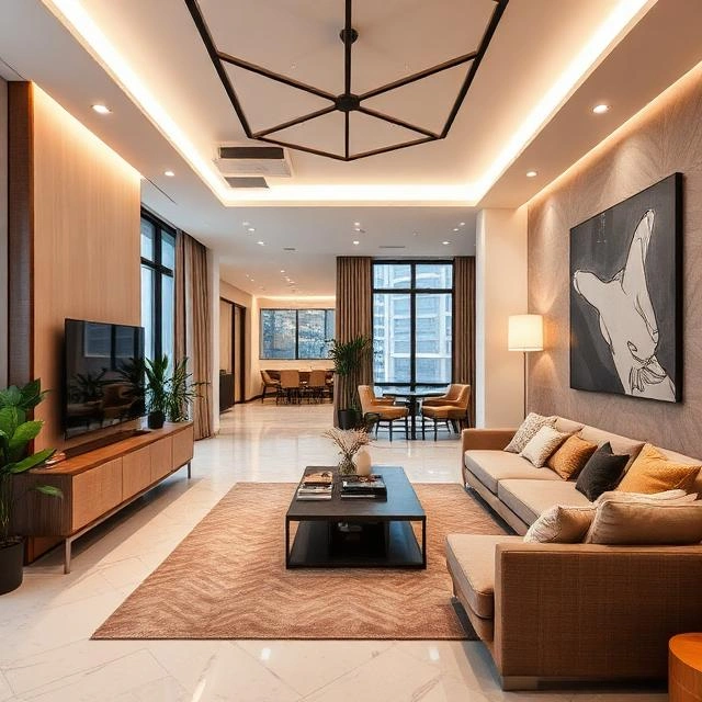 Modern city-inspired interior design with urban elements, sleek finishes, and a minimalist stylish home setup.