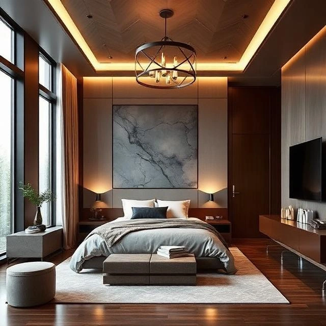 Smartly designed bedroom with storage solutions and elegant interior styling