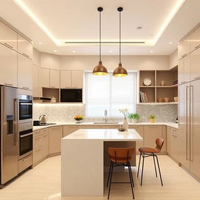 Budget-friendly Dubai kitchen design with modern layout and stylish cabinetry