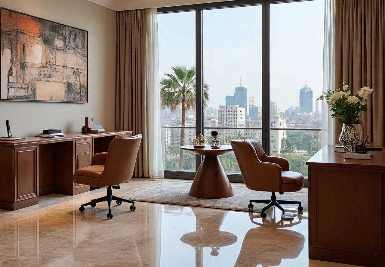 luxury office fit out Dubai with premium furniture and executive cabins