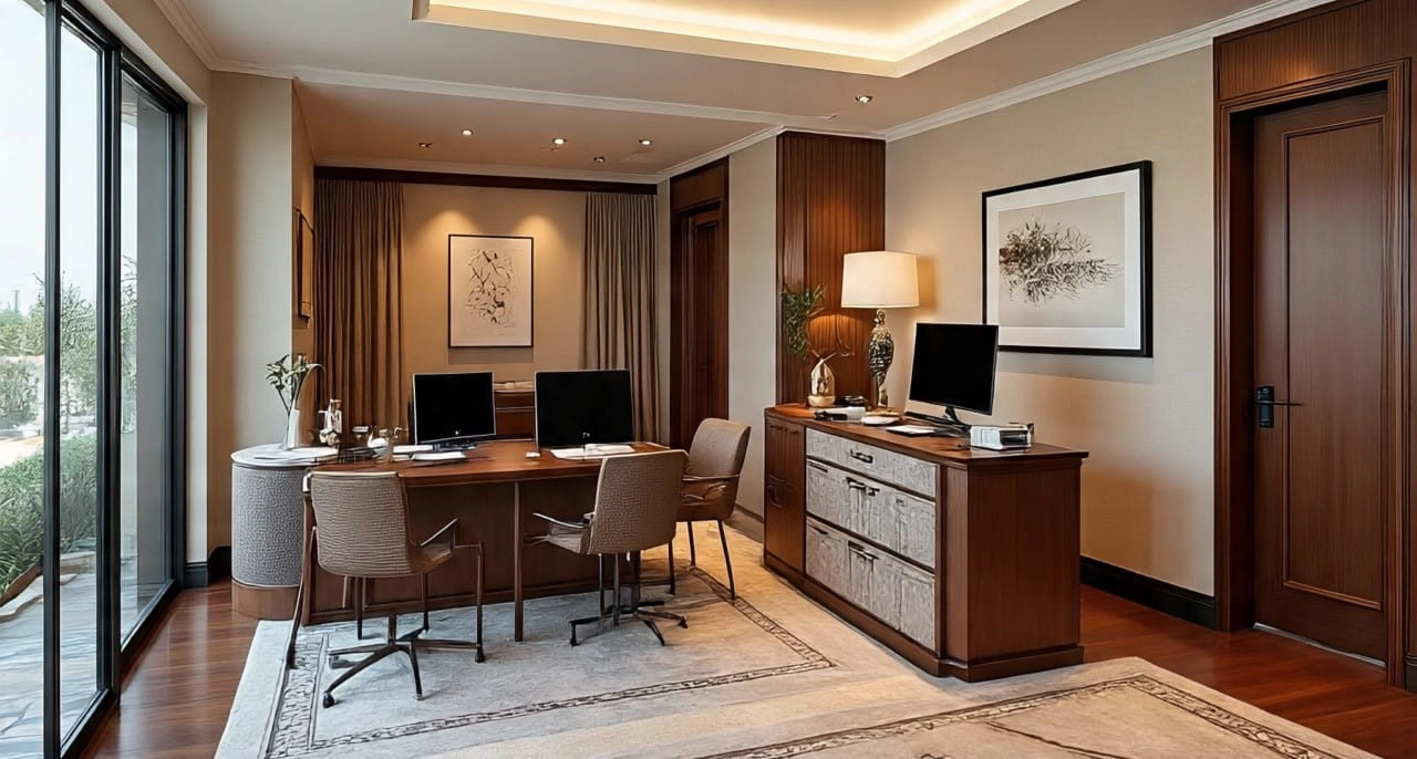 office renovation and fit out Dubai with modern reception and branding