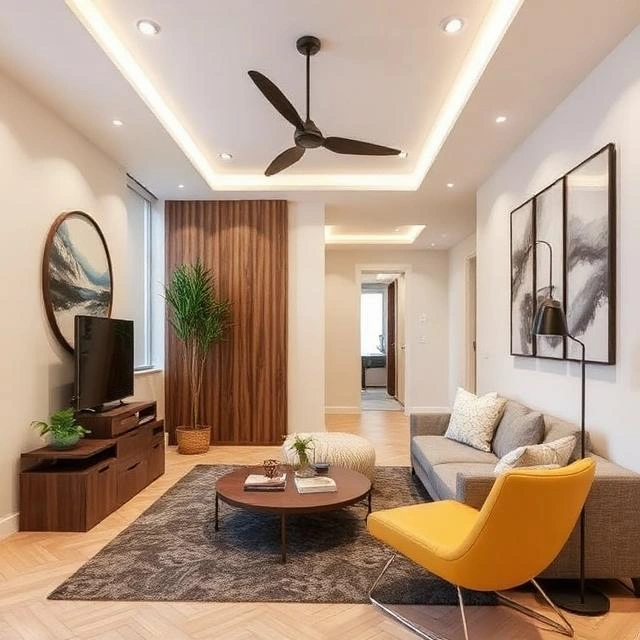 Urban interior design showcasing modern style with sleek furniture, clean lines, and contemporary décor elements in a stylish living space.