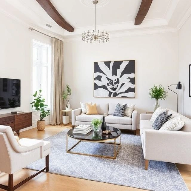 beautifully designed home interior with modern décor, lighting, and furniture