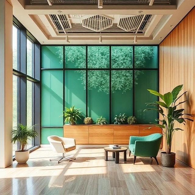 Luxury villa interior using low-VOC finishes and sustainable materials