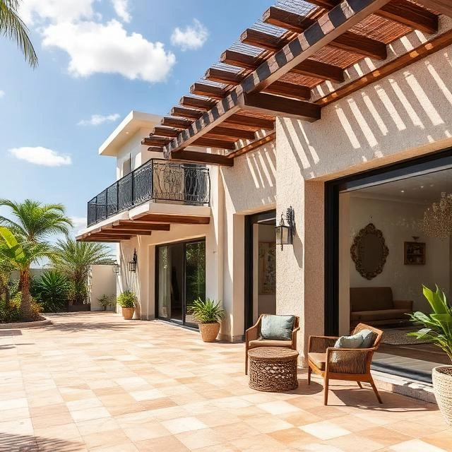 Renovated villa exterior in Dubai Hills Estate with contemporary façade, aluminium windows, premium cladding, and architectural lighting.