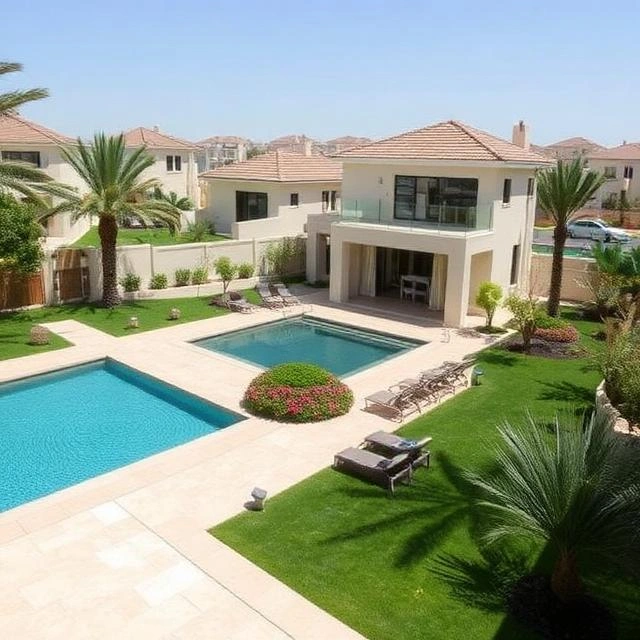 Luxury villa renovation project in Dubai Hills Estate featuring a modern exterior design, landscaped garden, and premium architectural finishes.
