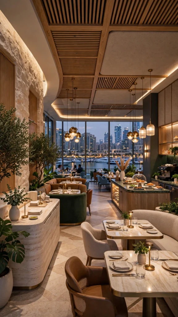 Luxury restaurant interior with elegant dining space in Downtown Dubai