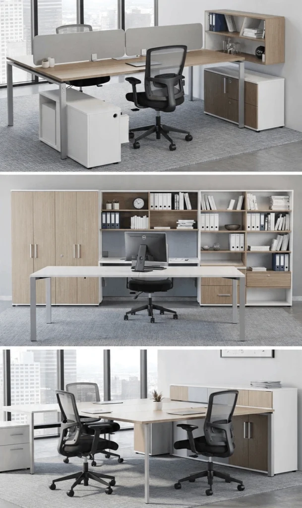 Premium office interior featuring ergonomic furniture and LED lighting in Dubai