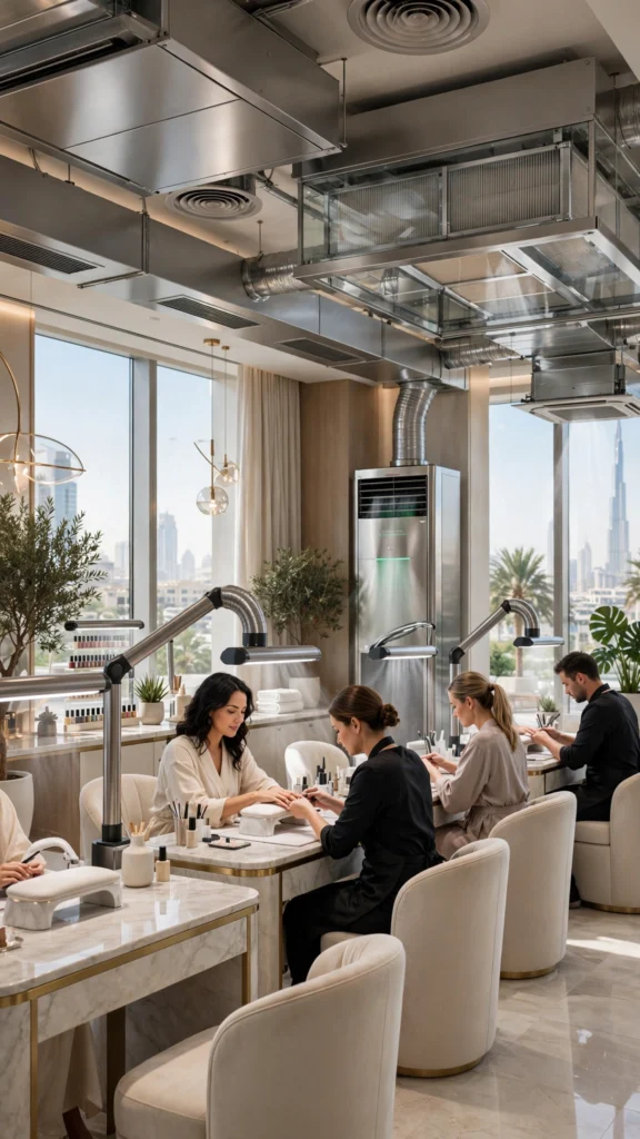 Luxury nail salon in Dubai Hills with premium interior finishes