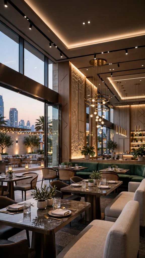 Smart lighting solutions for modern restaurant interiors in Dubai