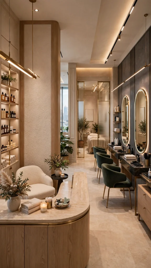 Modern salon interior design in Dubai with luxury beauty studio layout