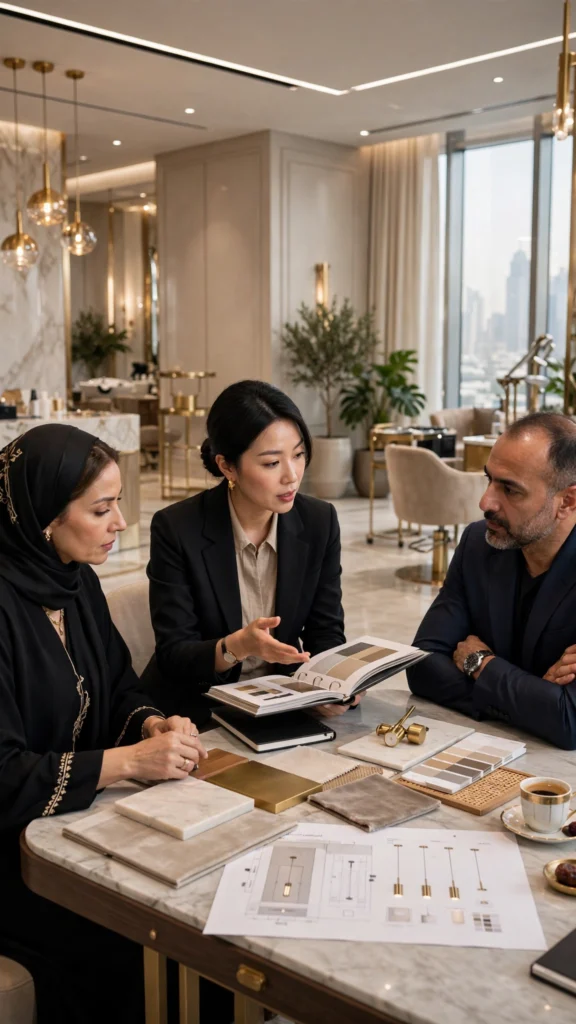 High-end salon interior design concept for luxury beauty businesses in Dubai