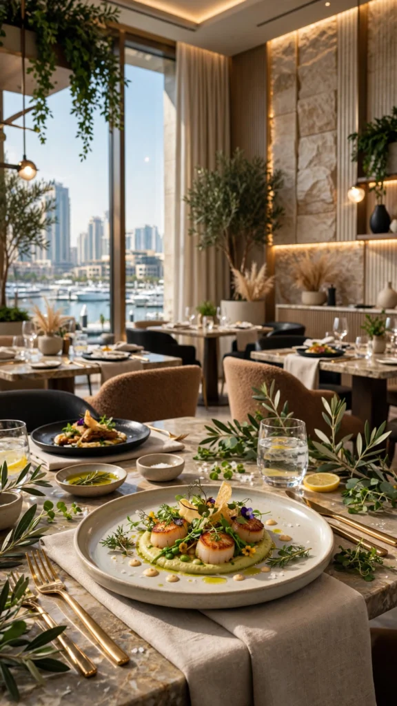 Restaurant seating arrangement designed for large commercial dining spaces