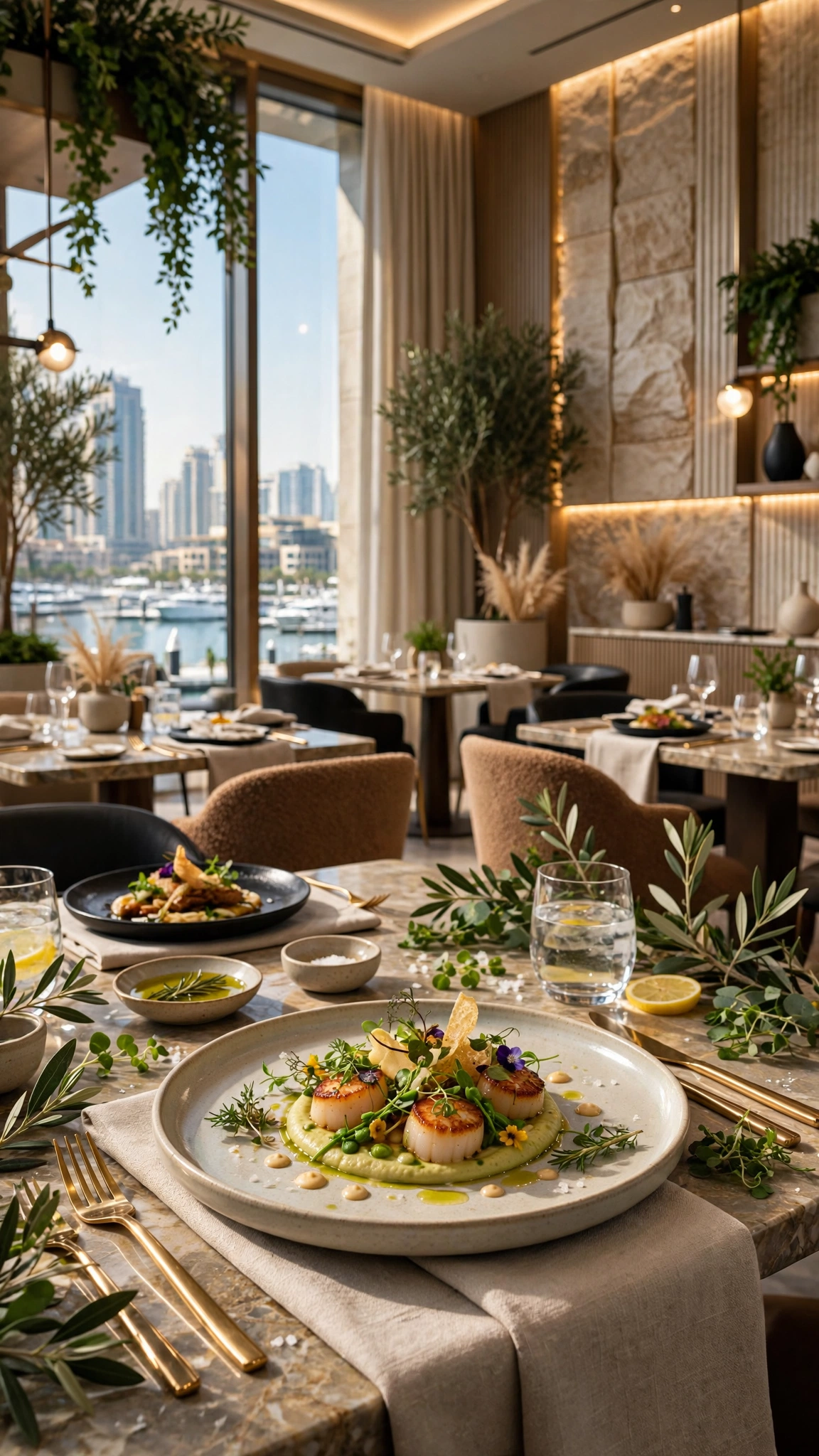 Restaurant seating arrangement designed for large commercial dining spaces
