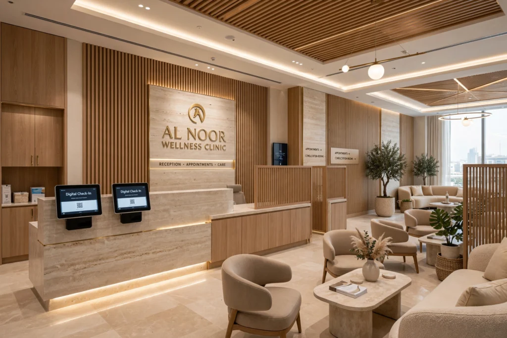 Modern medical reception and waiting area design