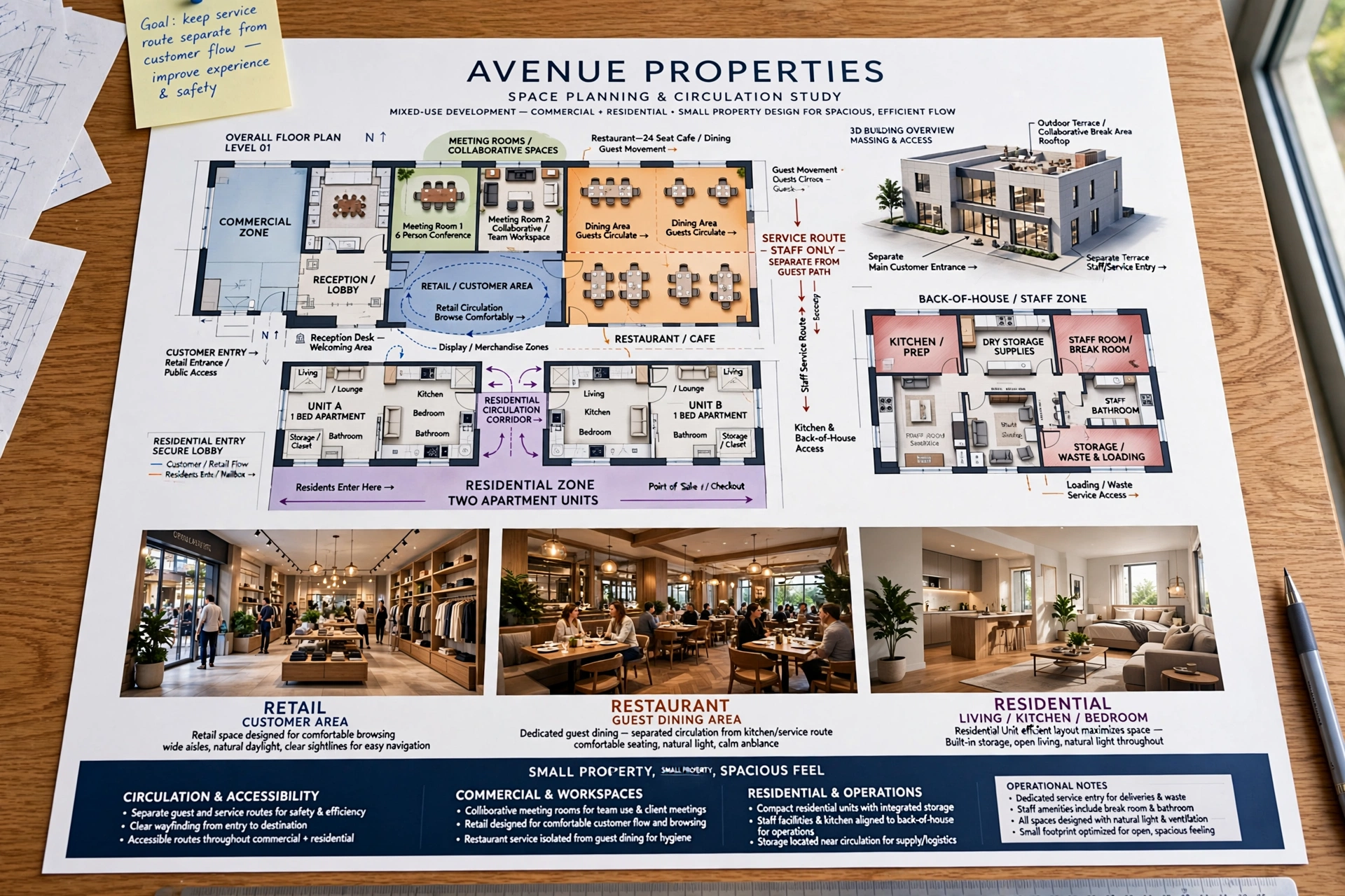 Contemporary interior design for a commercial avenue property