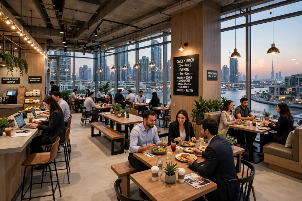 layered lighting design for modern restaurant interior