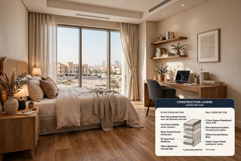 Luxury natural stone flooring in a modern apartment