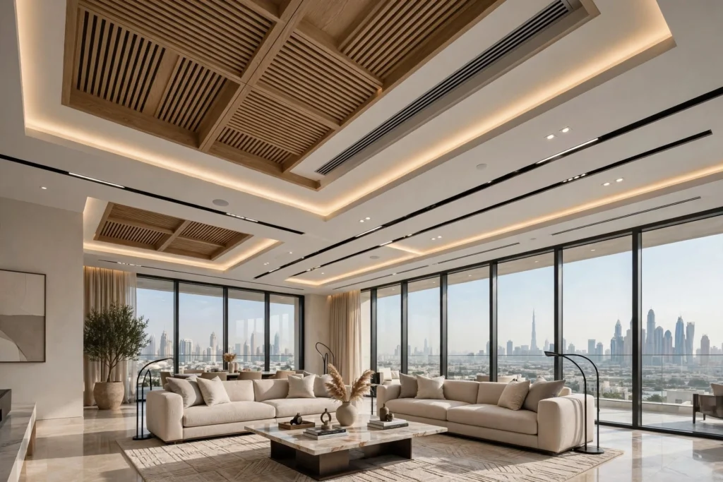 Modern ceiling design for living room in Dubai