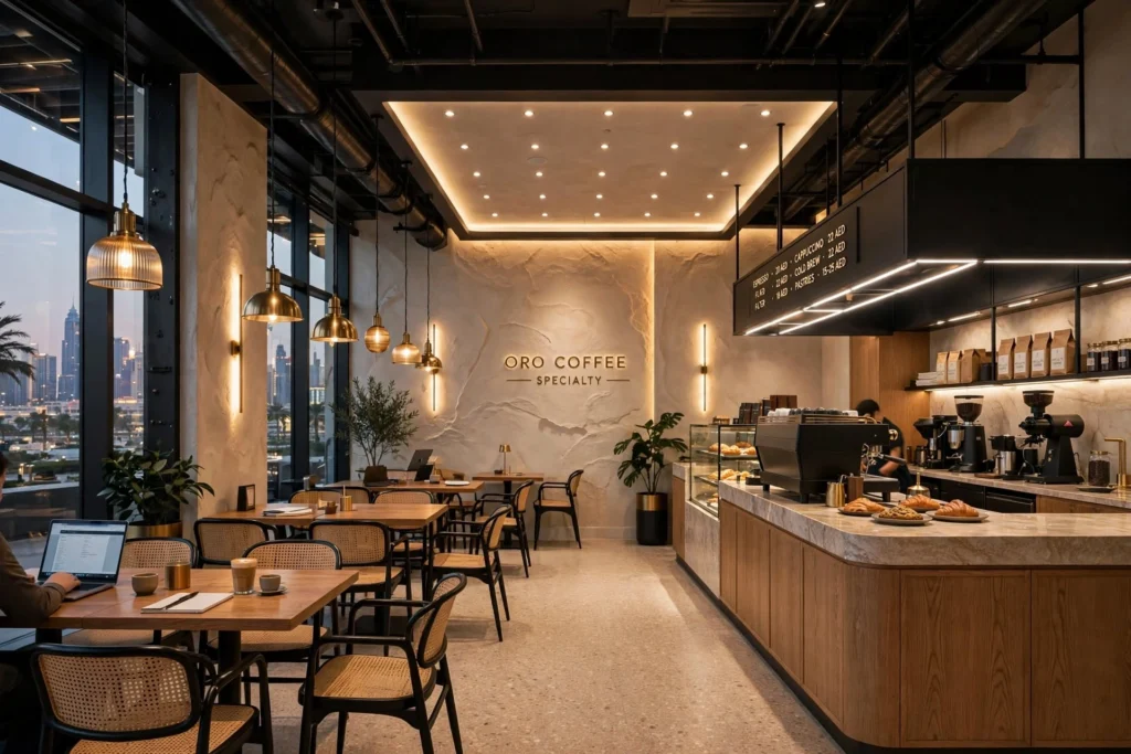 Professional café interior fit-out in Dubai