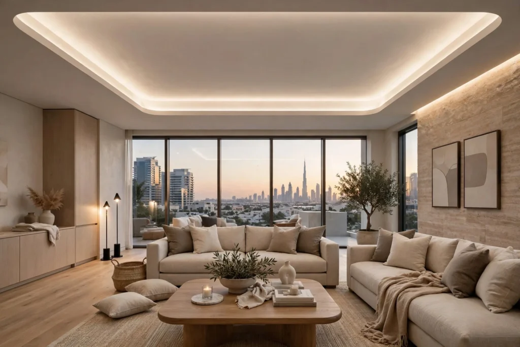 Modern gypsum ceiling with concealed LED lighting