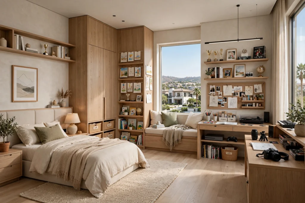ergonomic study desk and chair in kids bedroom