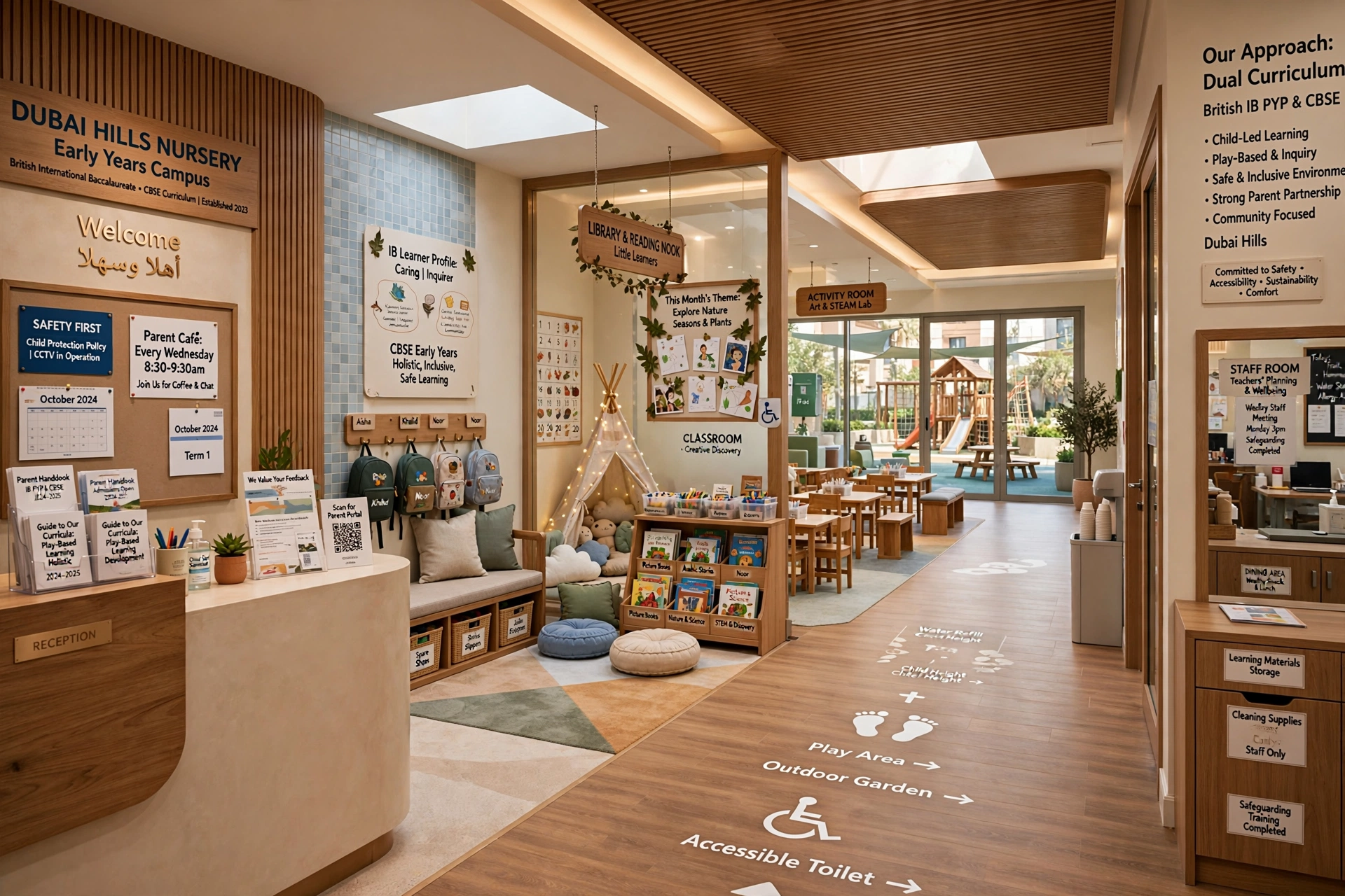 nursery interior design with colourful learning areas in Dubai Hills