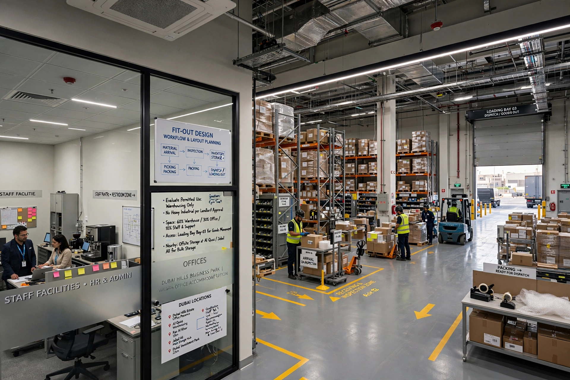 modern warehouse interior with industrial storage systems