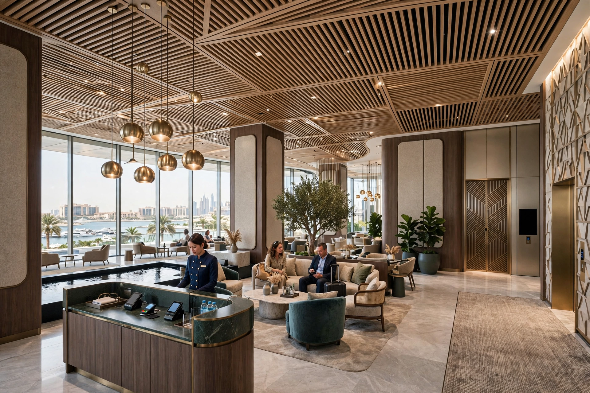 Luxury hotel interior design with elegant contemporary furnishings in Dubai