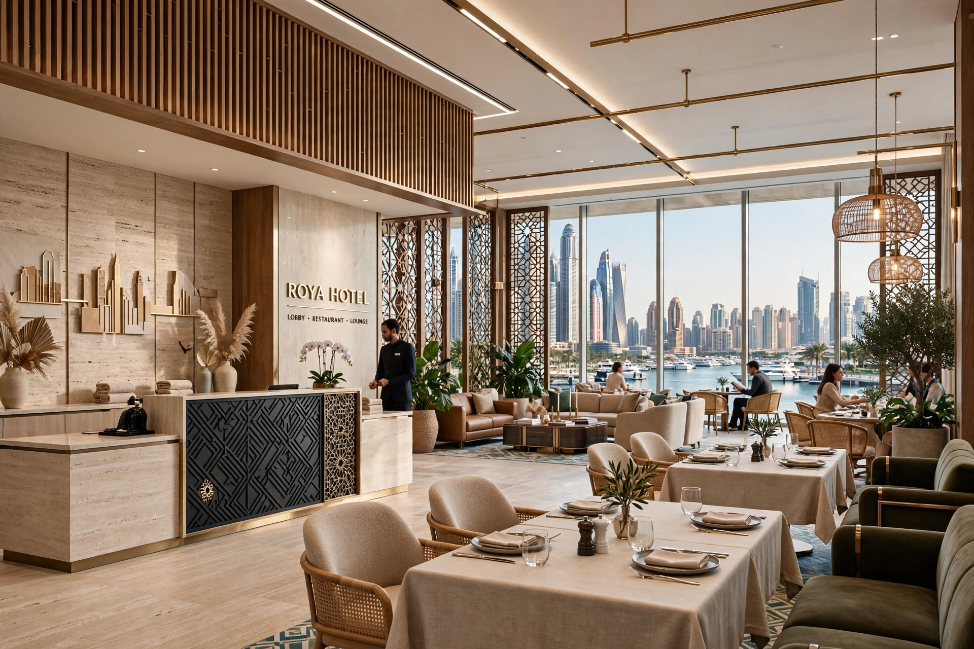 Luxury hospitality interior design with contemporary furniture and elegant finishes in Dubai