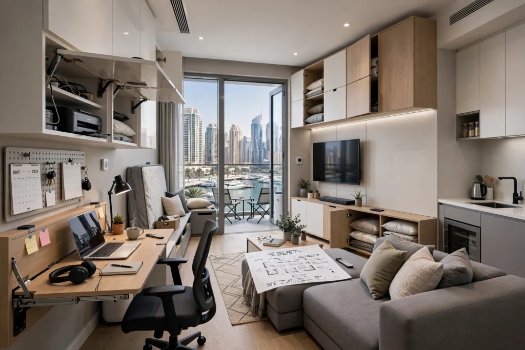 compact home office furniture in Dubai apartment