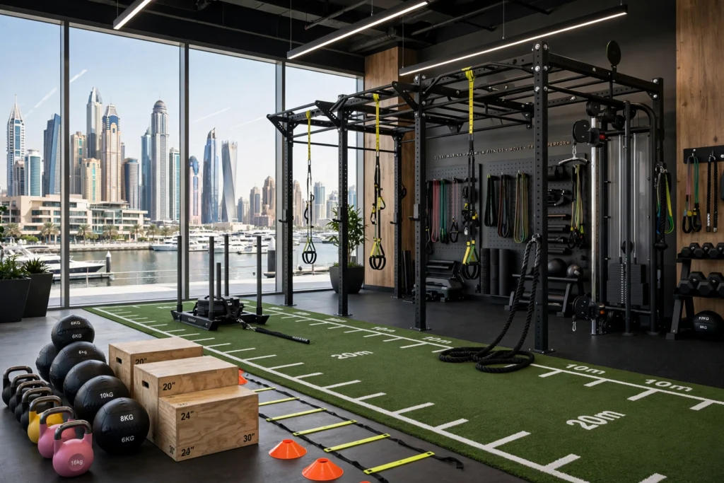 Premium health club interior design in Dubai Marina