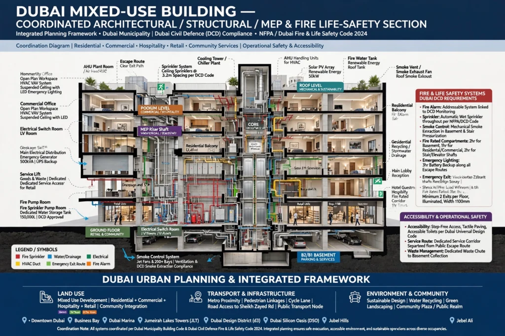 Interior planning for mixed-use commercial buildings in Dubai