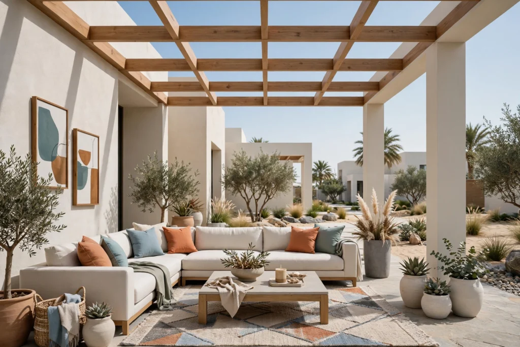contemporary aluminum pergola for Dubai villa