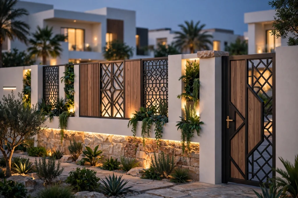 swimming pool area with modern villa landscaping