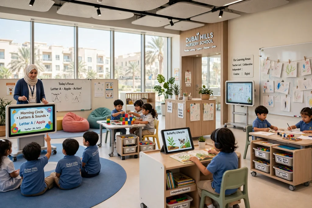 safe indoor play area for children in a Dubai Hills nursery