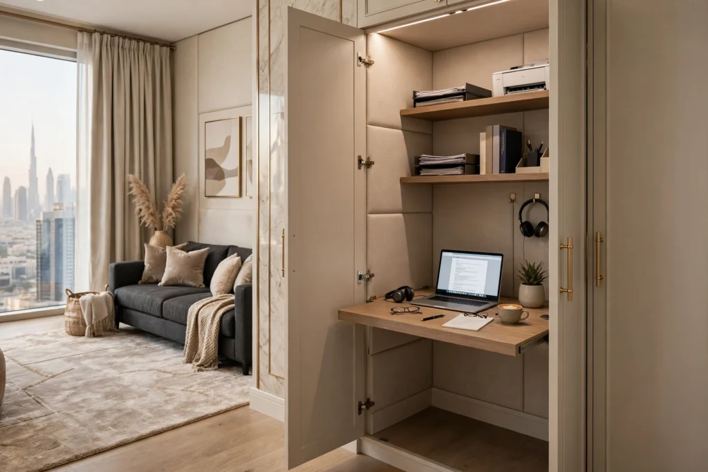 compact bedroom furniture layout for Dubai apartment