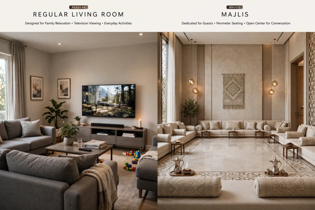 luxury modern majlis interior in Dubai villa