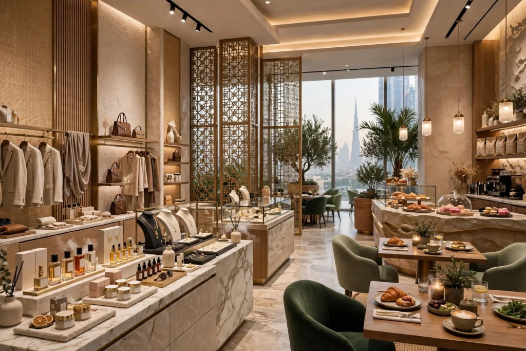Contemporary interior with fragrance lighting and tactile materials