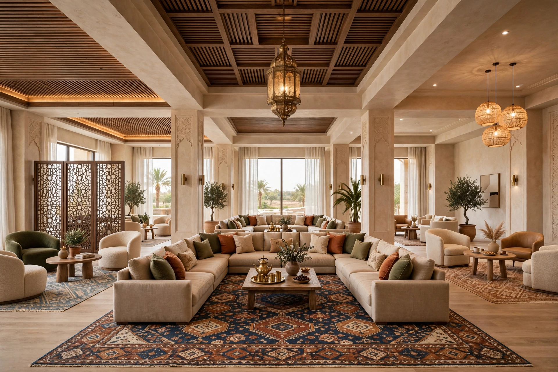 elegant neutral color palette for modern majlis