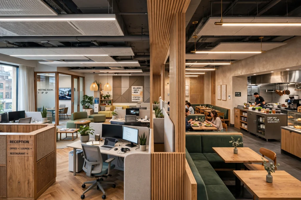 Commercial building interior design for offices and retail spaces