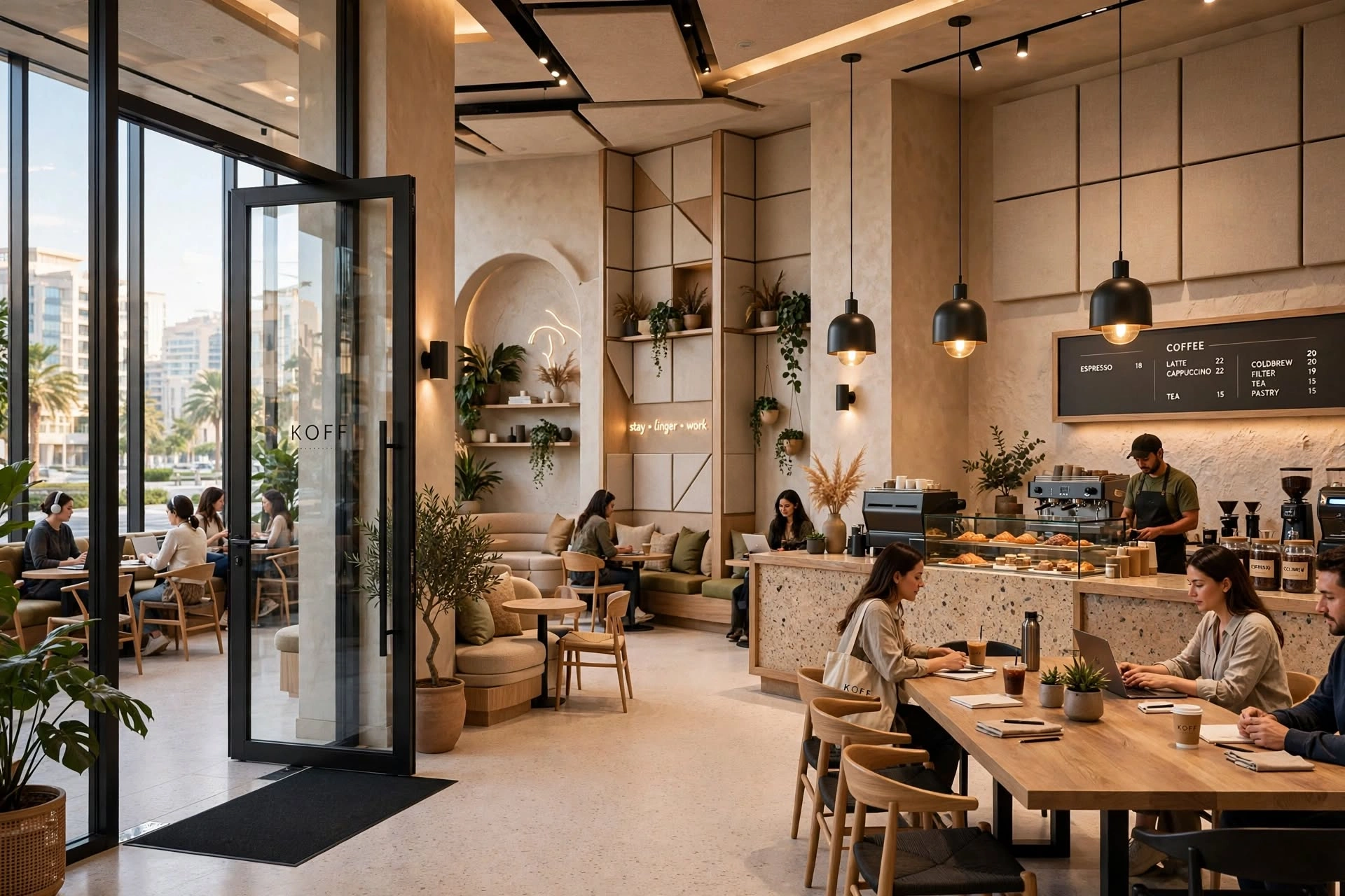 Modern coffee shop interior design in Dubai