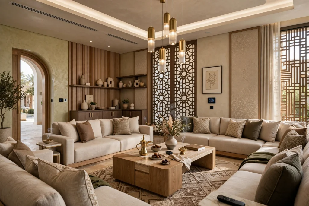 custom majlis interior design for UAE villa