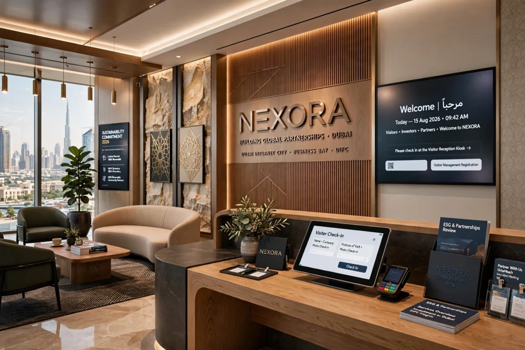 luxury lobby with natural stone walls and flooring