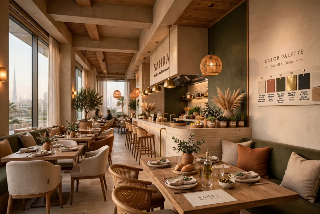contemporary restaurant dining area in Dubai