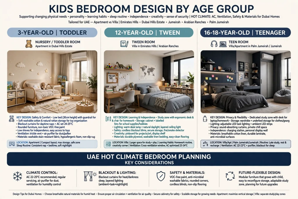 kids bedroom design by age group in UAE