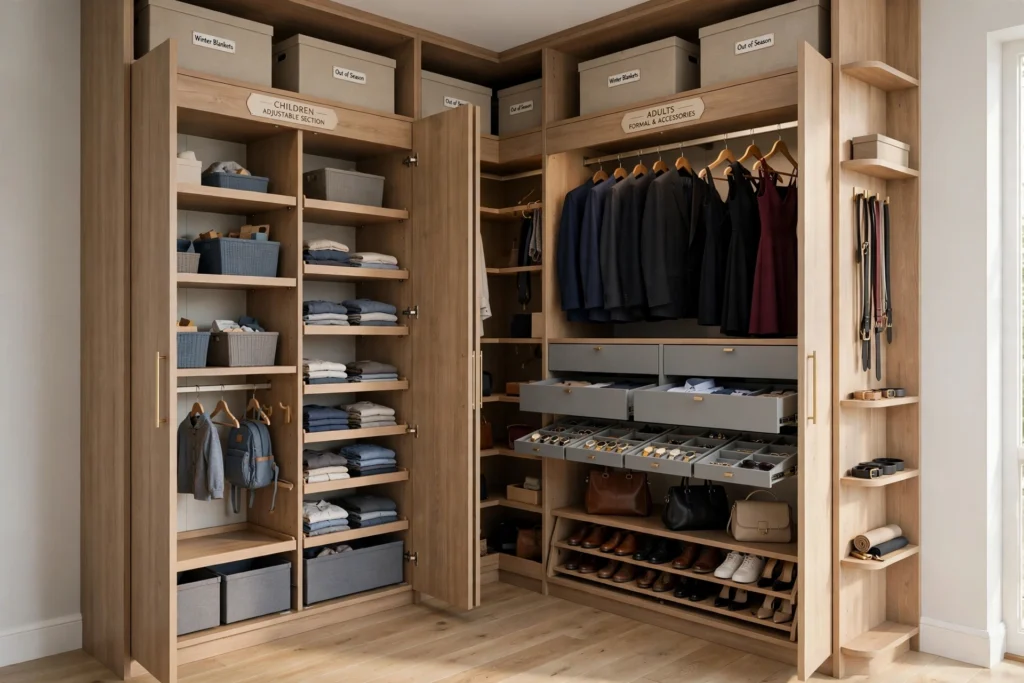 Modern floor-to-ceiling wardrobe providing organized bedroom storage